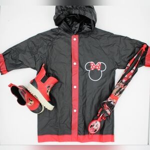 Disney Minnie Mouse 3-Piece Rain Set – Jacket S, Boots 6, Umbrella
